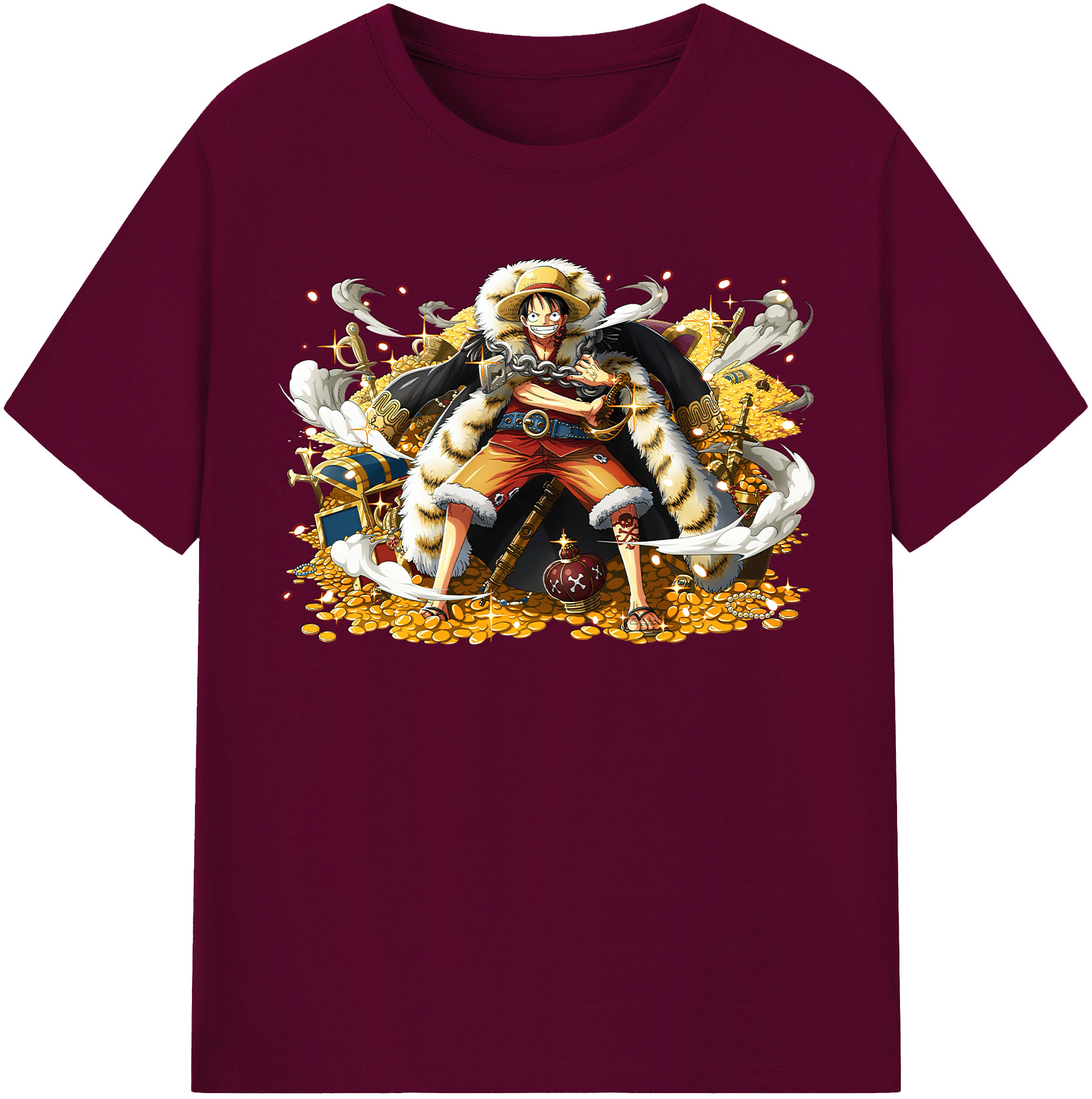 ワンピース モンキー・D・ルフィ ONE PIECE Monkey D. Luffy レディースカジュアルプリントTシャツ（綿100％）
